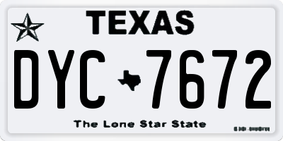 TX license plate DYC7672