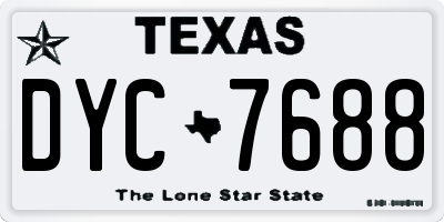 TX license plate DYC7688
