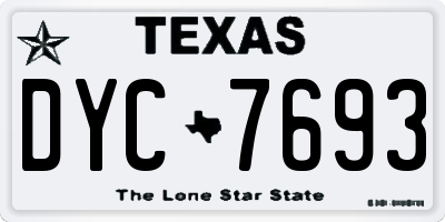 TX license plate DYC7693