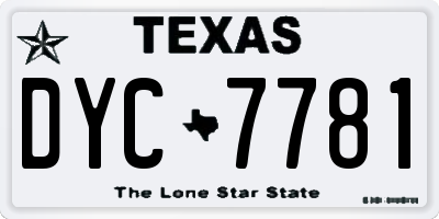 TX license plate DYC7781