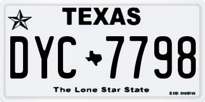 TX license plate DYC7798