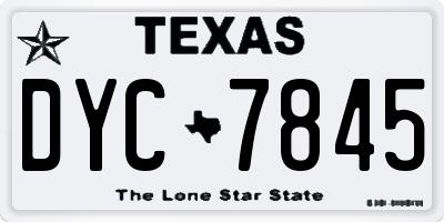 TX license plate DYC7845
