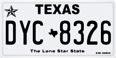 TX license plate DYC8326