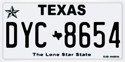 TX license plate DYC8654