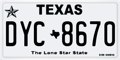 TX license plate DYC8670