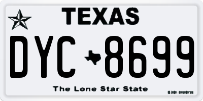 TX license plate DYC8699