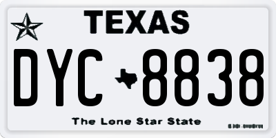 TX license plate DYC8838