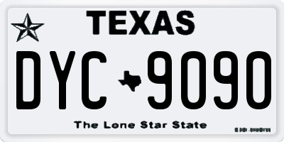 TX license plate DYC9090