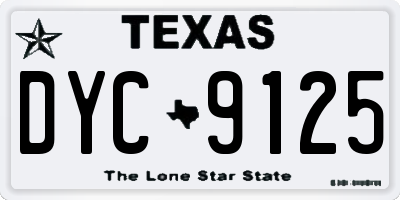 TX license plate DYC9125
