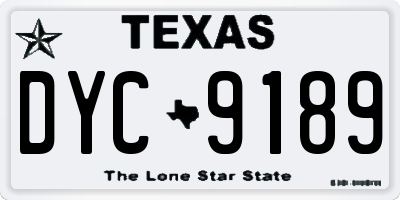 TX license plate DYC9189