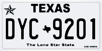 TX license plate DYC9201