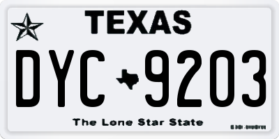 TX license plate DYC9203