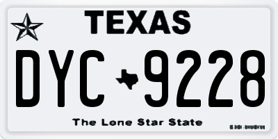 TX license plate DYC9228