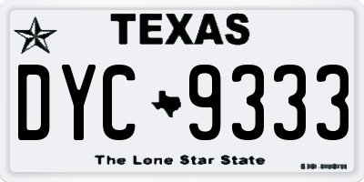 TX license plate DYC9333