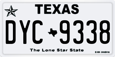 TX license plate DYC9338