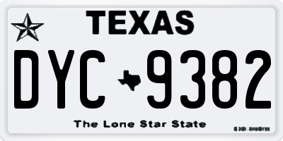 TX license plate DYC9382