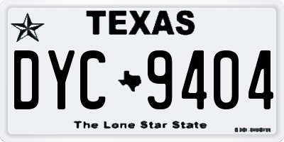 TX license plate DYC9404