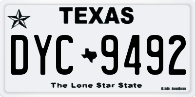 TX license plate DYC9492