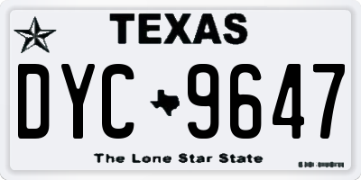 TX license plate DYC9647