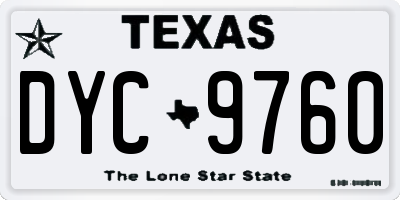 TX license plate DYC9760