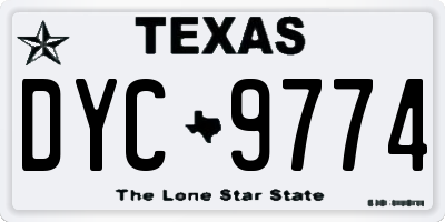 TX license plate DYC9774