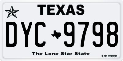 TX license plate DYC9798