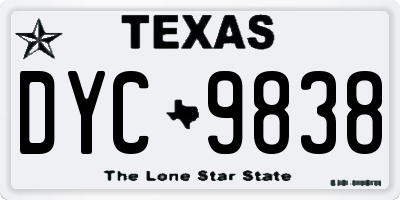 TX license plate DYC9838