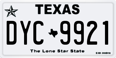 TX license plate DYC9921