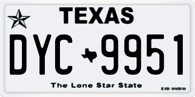 TX license plate DYC9951