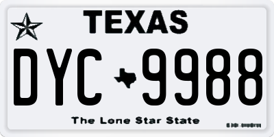 TX license plate DYC9988