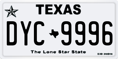 TX license plate DYC9996