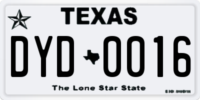 TX license plate DYD0016