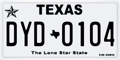 TX license plate DYD0104