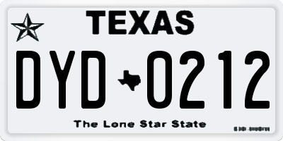 TX license plate DYD0212