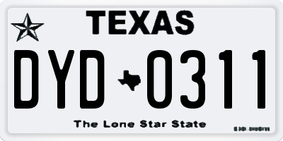 TX license plate DYD0311