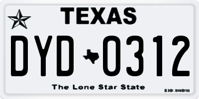 TX license plate DYD0312