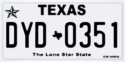 TX license plate DYD0351
