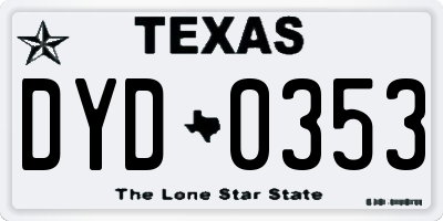 TX license plate DYD0353