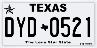 TX license plate DYD0521