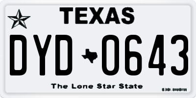 TX license plate DYD0643