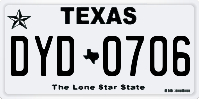 TX license plate DYD0706