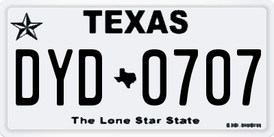 TX license plate DYD0707