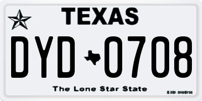 TX license plate DYD0708