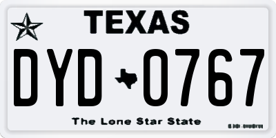 TX license plate DYD0767