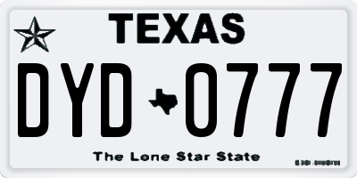 TX license plate DYD0777