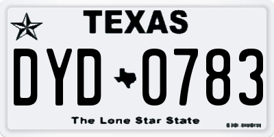 TX license plate DYD0783