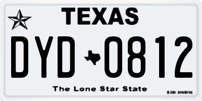 TX license plate DYD0812
