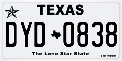 TX license plate DYD0838