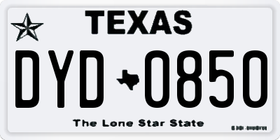 TX license plate DYD0850