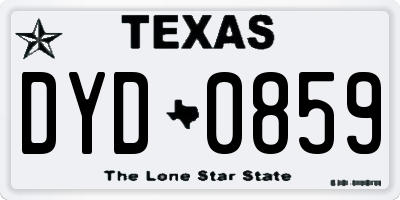 TX license plate DYD0859